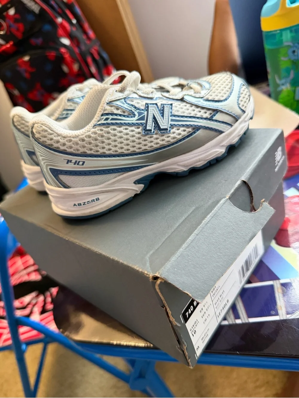New Balance Kids' 740 Athletic Sneakers in Light Gray and Blue